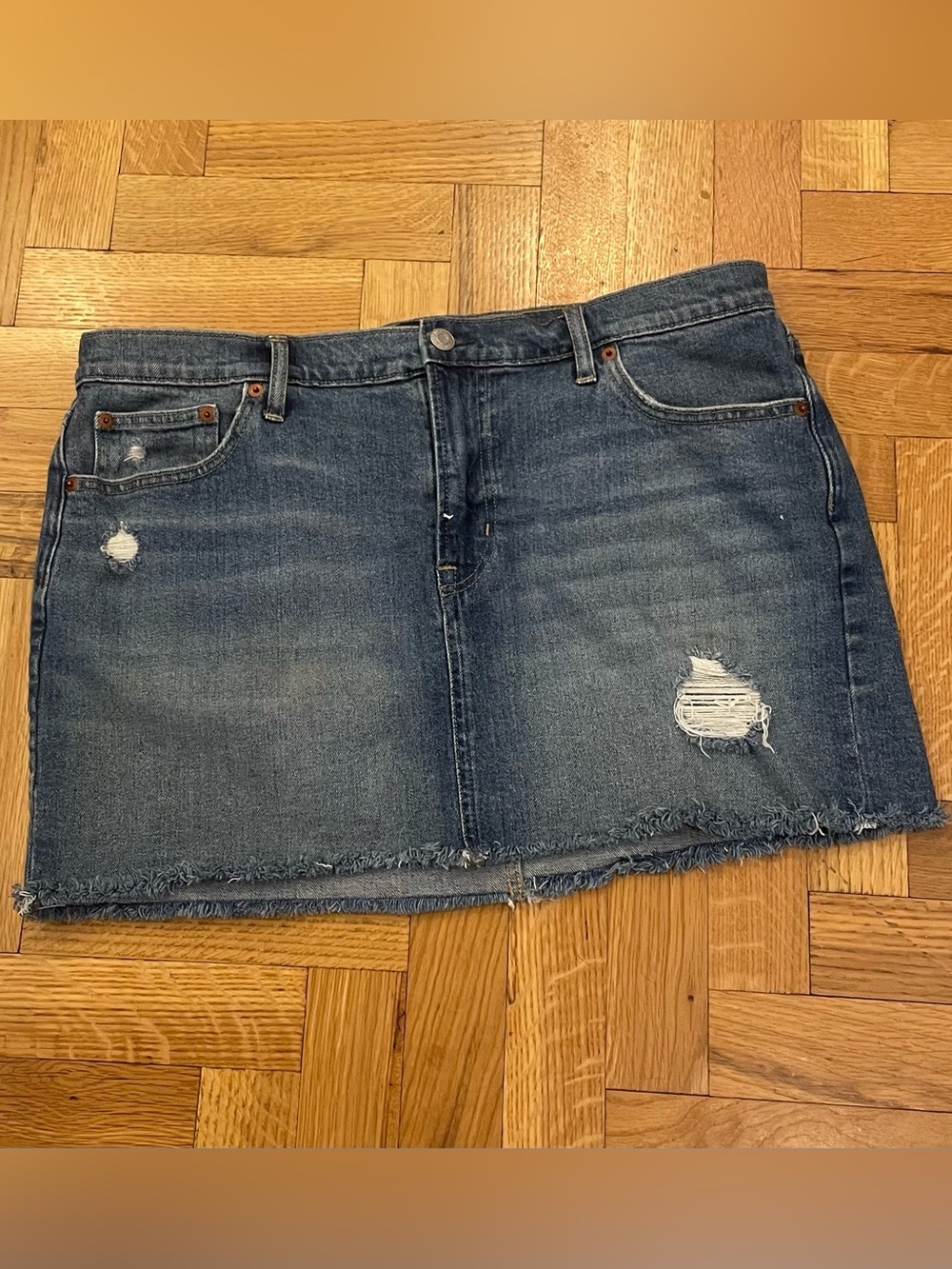 GAP~Distressed Denim Skirt
